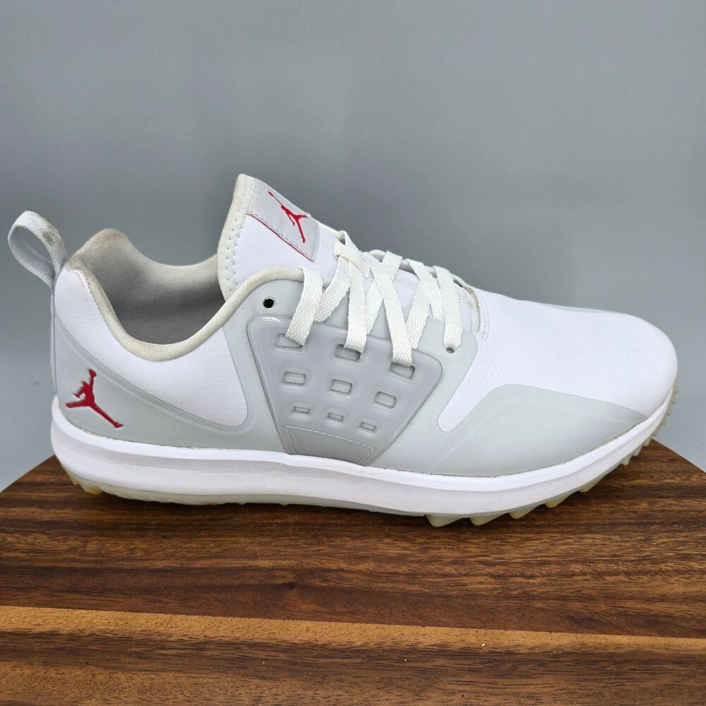 Jordan Grind Golf Shoes Mens 11 White Pure Platinum Red Spikeless Sneakers